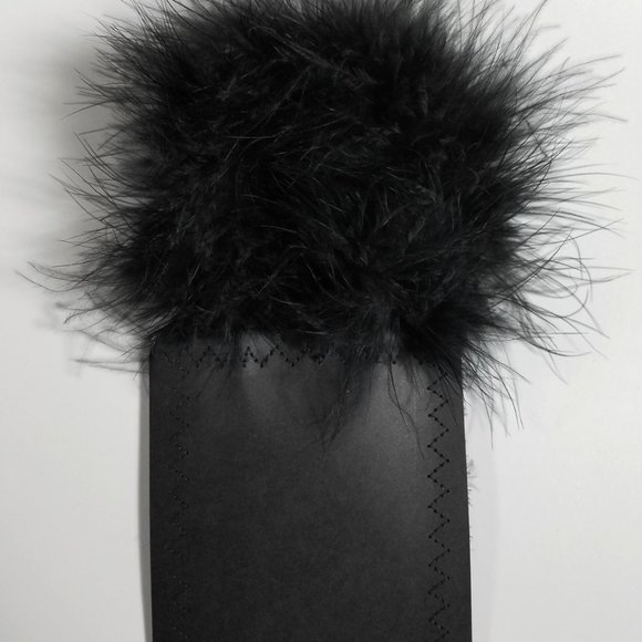 New - Black Genuine Marabou Feather Pocket Square Insert - Picture 4 of 6